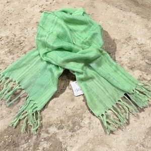 Free People Organic Apple Green Fringed Scarf